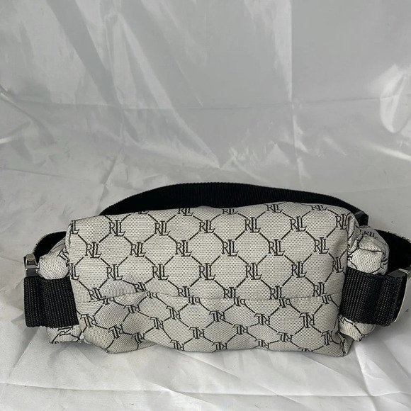 VINTAGE Y2K Lauren Ralph Lauren Black Grey Signature Monogram Shoulder Bag - Picture 5 of 16